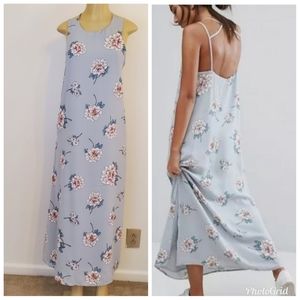 J.O.A. Floral Print Criss Cross Back Maxi Dress
